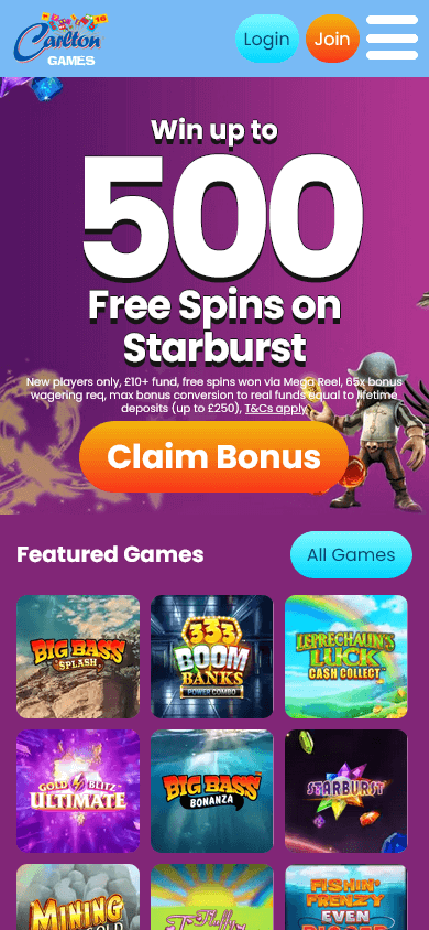 Carlton Games Casino Mobile screenshot